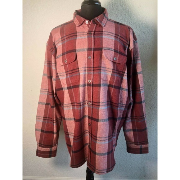 Prana Flannel Shirt Mens Size 2XL Brick Red Plaid - Picture 4 of 12